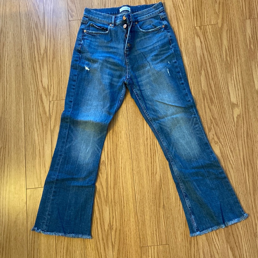 Loft high waisted flare crop jeans in a size 4.